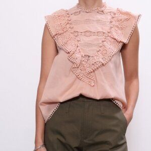 NWOT ULLA JOHNSON Berthe Top Blouse in Blush XS $325